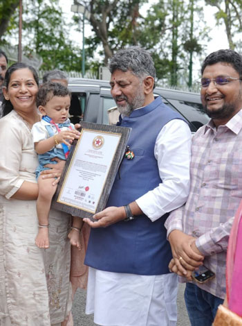 Honorable Chief Minister of Karnataka, India, Shri D. K. Shivakumar ji Noble World Record Holder